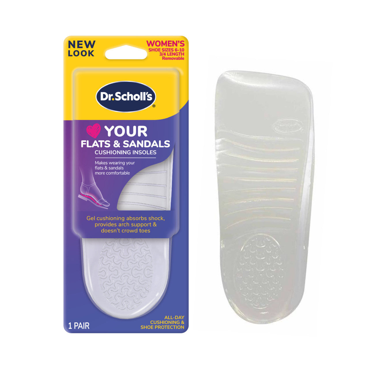 Dr Scholls Stylish Step Discreet Cushioning Insoles for Flats and Sandals Size 6-10, 1 Pair